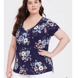 Blue Flowered Tee Torrid size 3